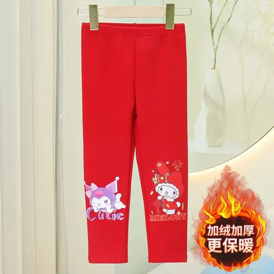 2024 outono inverno meninas estilo ocidental forro de lã engrossado Casual All-Match Leggings crianças quentes calças de