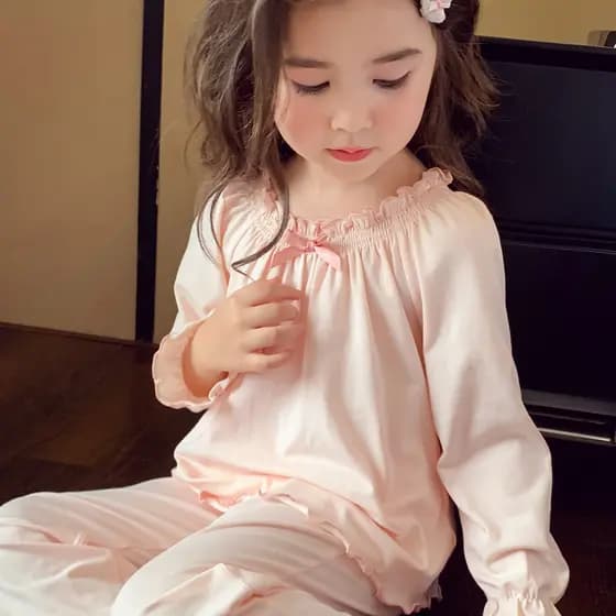 Meninas casa roupas terno roupas de outono 2025 novo estilo princesa renda manga comprida pijamas calças de pijama terno