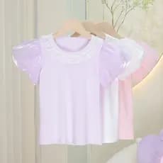 2023 verão meninas de manga curta camiseta crianças bebê moda topo solto puro algodão branco moda camisa de fundo