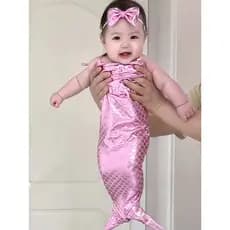 Meninas sereia vestido de princesa bebê peixe cauda dividir roupas pequeno mês idade bebê verão estilo fino foto traje