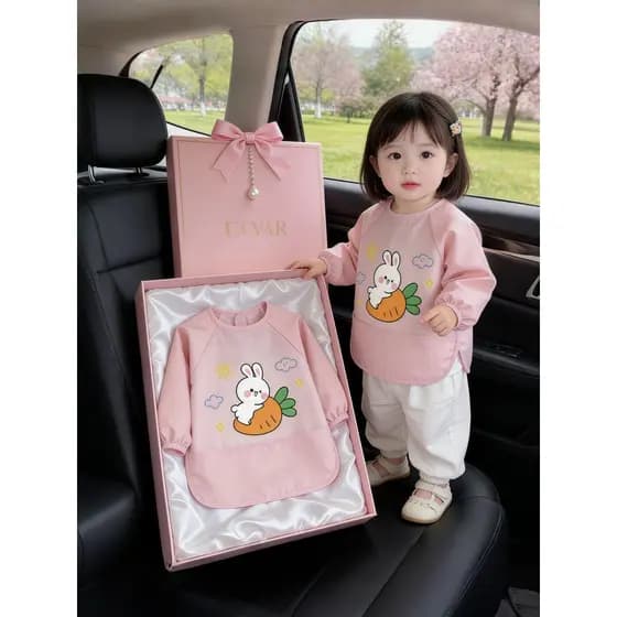 Bebê comendo babador infantil de manga comprida antidesgaste roupas de proteção primavera verão macacão anti-sujo à prov