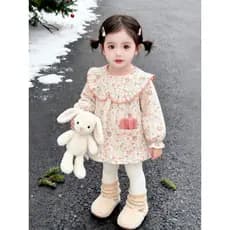 Macacão infantil roupa externa estilo ocidental meninas veludo vestido de princesa inverno bebê comendo à prova d'água A