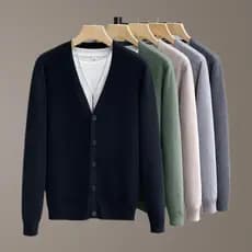 Homens malhas Cardigan 2026 novo estilo com decote em v negócios Casual cor sólida camisola jaqueta masculina All-Match