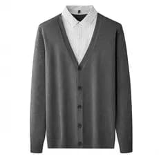 Camisola masculina 2025 primavera outono quente malhas jaqueta versão coreana Casual gola camisola na moda