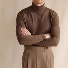 Outono inverno camisola de gola alta masculina negócios Casual quente pulôver camisa de fundo cavalheiro fino-ajuste não