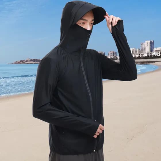 Protetor solar de seda gelo roupas masculinas verão 2025 novo estilo à prova de ultravioleta estilo fino respirável tama