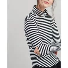 Polo britânico pedido Original comércio exterior corte etiqueta listras mais veludo gola alta camisa de fundo gordura mm
