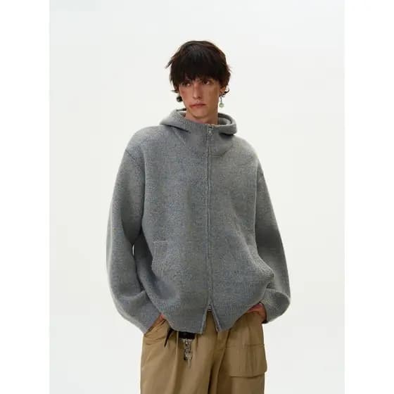 Americano pesado duplo zíper com capuz moletom jaqueta das mulheres dos homens 2025 outono inverno preguiçoso camisola c