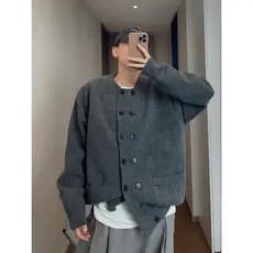 Americano Retro malha Cardigan jaqueta Casual das mulheres dos homens 2025 outono inverno Wear Design sentido duplo Brea