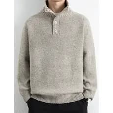 2025 outono inverno engrossado lapela gola alta camisola masculina Street Wear solto All-Match pulôver High-End malhas j
