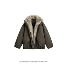 Inverno gola de pele assento montanha escultura térmica acolchoada jaqueta masculina americana Street Wear solto All-Mat