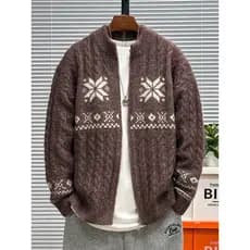 Outono inverno Street Wear Phil ilha Jacquard jaqueta de malha masculina Casual Retro preguiçoso padrão de linho Cardiga