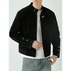 Americano Retro Harrington jaqueta de couro gola jaqueta masculina 2025 outono inverno curto camurça jaqueta rufião boni