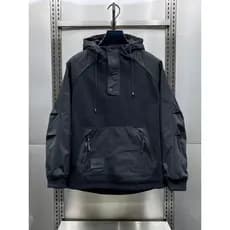 2025 primavera outono novo estilo Multi-bolso ferramentas zíper pulôver moletom com capuz costura masculina jaqueta Casu