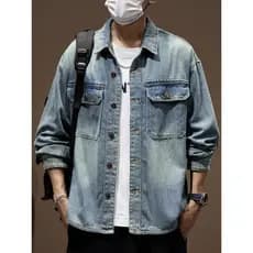 Camisa jeans masculina 2025 novo estilo primavera outono Street Wear roupas superiores macacão jaqueta Casual solta esti