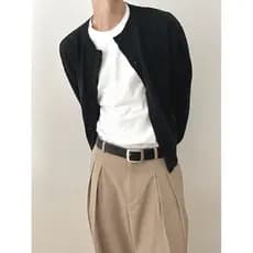 Cardigan de malha de fio girado com núcleo americano masculino, gola redonda, botão meio aberto, moletom Slim Fit
