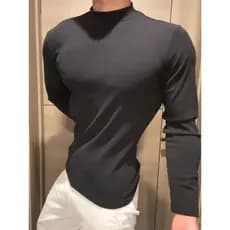 Pequeno pequeno pescoço alto dupla face alemão veludo camiseta muscular masculino cara resistente magro-ajuste de manga