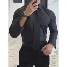 Camisa masculina de secagem rápida de seda gelada americana resistente de alta qualidade Slim Fit de manga comprida sem