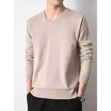 Core Yarn Knitwear Trendy masculino com decote em v Slim Fit moletom de manga comprida adequado para a pele Mo