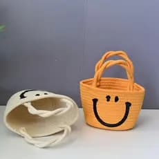 Bolsa de ombro moderna bolsa de palha simples desenho animado bolsa de tecido fresco verão praia férias bolsa de quebra