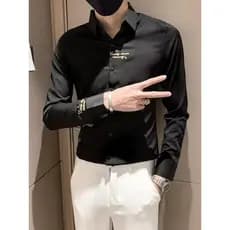 2024 novo estilo high-end Street Wear camisa bordada Design sentido camisa masculina de manga comprida high-end sentido