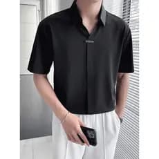 Camisa Casual masculina High-End verão estilo fino gelo seda camisa de manga curta luz estilo maduro 2024 novo estilo me
