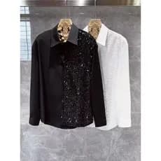 Primavera outono 2024 novo estilo High-End Design nicho camisa de manga comprida masculina versão coreana estilista de c