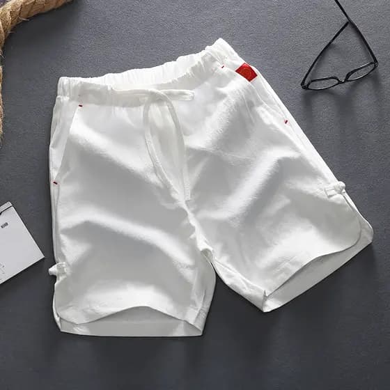 2023 verão solto linho calças casuais Shorts calças masculinas estilo fino puro algodão esportes praia calças cortadas m