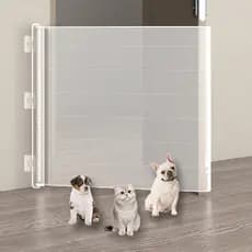 Cerca de porta retrátil alongada para animais de estimação, cerca interna sem perfuração, anti-gato, anti-cachorro, cerc
