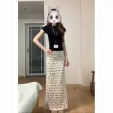 Terno feminino 2025 primavera verão novo estilo quente menina magro de manga curta camiseta frente ombro superior cintur