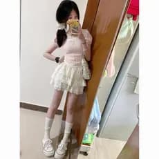 Doce quente menina renda bolo saia feminina verão estilo balé cintura alta mais magro olhar saia Design primeiro amor sa