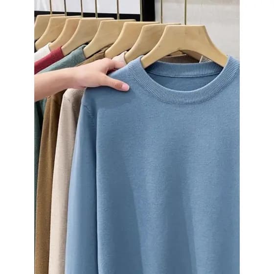 Camisola masculina em torno do pescoço cor sólida camisa de fundo interno primavera outono novo estilo negócios Casual A