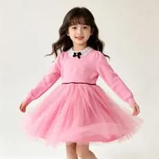 Bedoha meninas vestido primavera outono estilo ocidental meninas crianças vestido de princesa saia de gaze feminino bebê