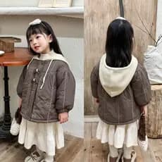 Bedoha Jaqueta acolchoada de inverno para meninas, jaqueta quente com capuz fofa para crianças pequenas, jaqueta acolcho