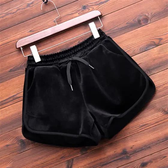 Outono inverno ouro veludo Shorts feminino outono inverno estilo 2025 novo estilo moda feminina perna larga cintura alta