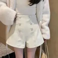 Único com botas Shorts de lã feminino inverno exterior Wear 2024 outono inverno cintura alta perna larga novo estilo peq