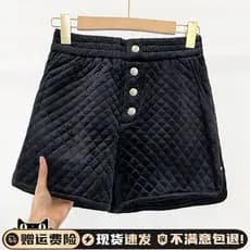 Grosso preto diamante ouro veludo Shorts feminino outono inverno 2024 novo estilo cintura alta mais magro olhar exterior