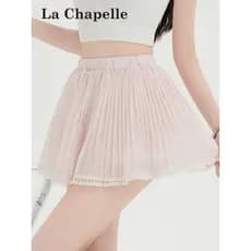 Lash Bell estilo suave rosa gaze saia feminina verão francês doce renda inchada saia plissada