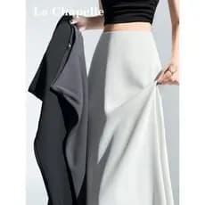 Lasherbell 2026 verão gelo seda Drape branco terno saia feminina cintura alta a linha temperamento grande bainha guarda-