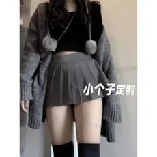 Saia plissada feminina pequena saia curta verão jk curto cinza terno a linha saia de cintura alta Mini saia preta 0