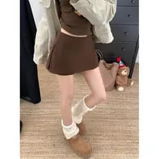 Saia de lã cor café feminina xs outono inverno pequena saia retrô a linha saia com botas inverno exterior usar saia curt