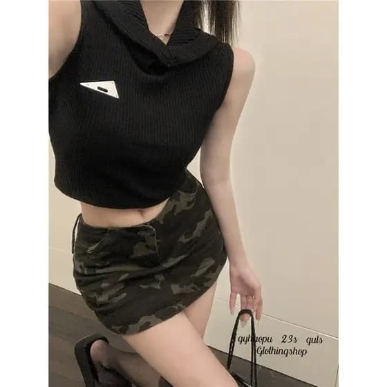 Macacão saias femininas verão quente meninas saias angustiadas saias camufladas Hip-embalado saias de cintura baixa magr