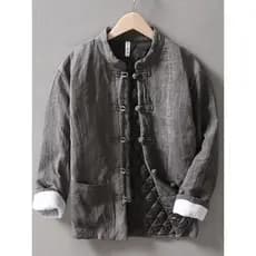Jaqueta de linho de algodão masculina jaqueta acolchoada Ramie jaqueta acolchoada de algodão inverno jaqueta acolchoada