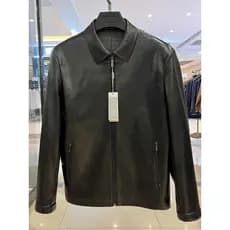 Haining jaqueta de couro genuíno masculina 2025 novo estilo jaqueta de couro masculino outono inverno lapela jaqueta de