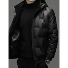Haining jaqueta de couro genuíno masculina roupas de inverno jaqueta de couro masculina jaqueta com capuz jaqueta de cou
