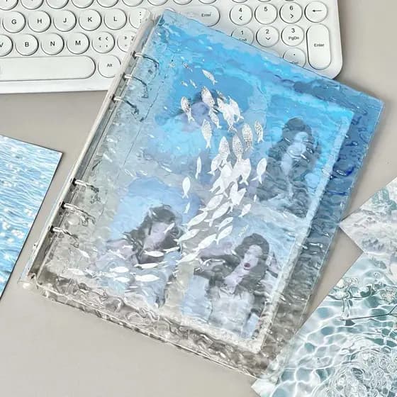 Celebridade Photocard livro de armazenamento oceano água ondulação acrílico cartão livro transparente A5 cartão de crist