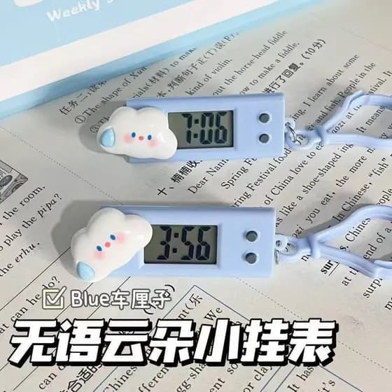 Mini relógio eletrônico sem palavras nuvem triângulo relógio de parede portátil estudante Desktop exame calendário peque