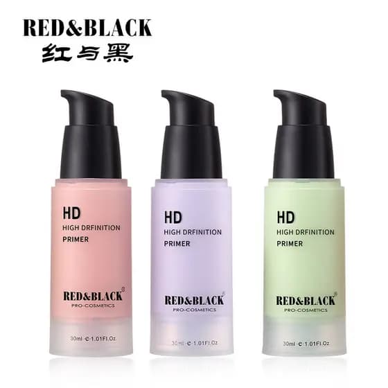 Base de maquiagem vermelha e preta, creme de maquiagem, primer feminino, hidratante, ilumina o tom da pele, maquiagem in