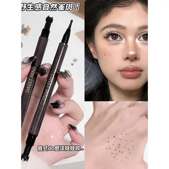 Ins Super Hot Europeu Americano Sardas Caneta de Maquiagem Dupla Cabeça Caneta Mole Maquiagem de Longa Duração Anti-Sard