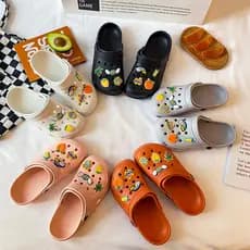Baotou bonito buraco sapatos femininos dos desenhos animados exterior usar casal ins na moda meia chinelos trabalho enfe